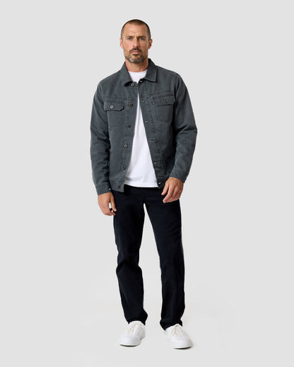 Mens Trucker Jacket Classic Fit Button Up with Chest and Side Pockets