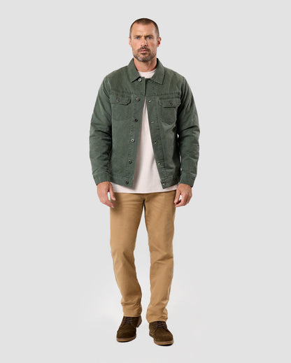 Mens Trucker Jacket Classic Fit Button Up with Chest and Side Pockets