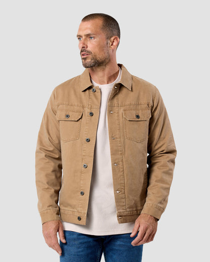 Mens Trucker Jacket Classic Fit Button Up with Chest and Side Pockets