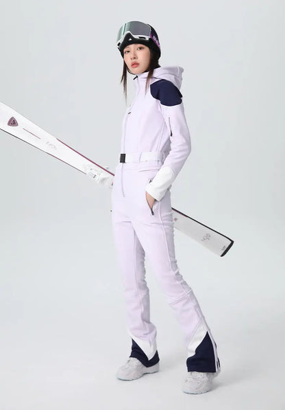 Women’s Fitted Stretch One Piece Flare Ski Jumpsuit Elegant