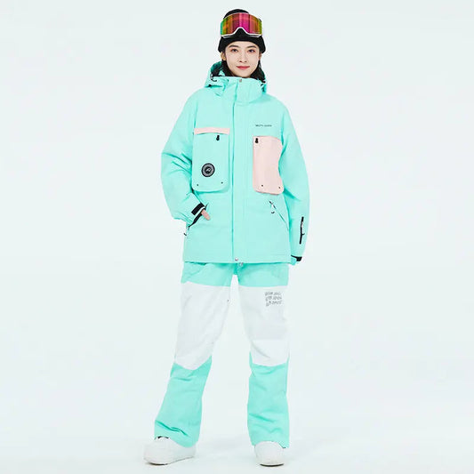 Women’s Winter Hooded Ski Overalls One Piece Snowsuit