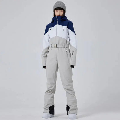 Women’s Hooded Winter Snow Jumpsuit One Piece Snowwear Suit