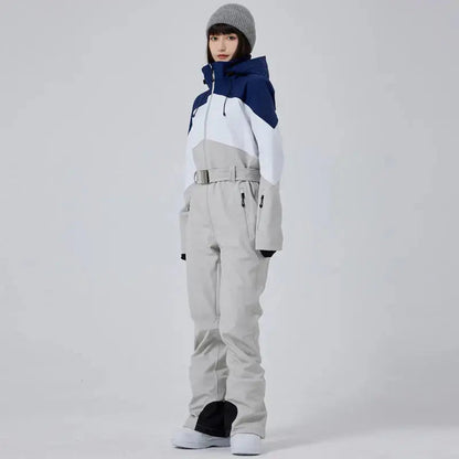 Women’s Hooded Winter Snow Jumpsuit One Piece Snowwear Suit