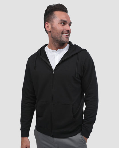 Mens Zip Up Hoodie Casual Fleece Jacket with Front Pockets Long Sleeve Sweatshirt