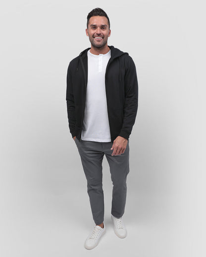Mens Zip Up Hoodie Casual Fleece Jacket with Front Pockets Long Sleeve Sweatshirt