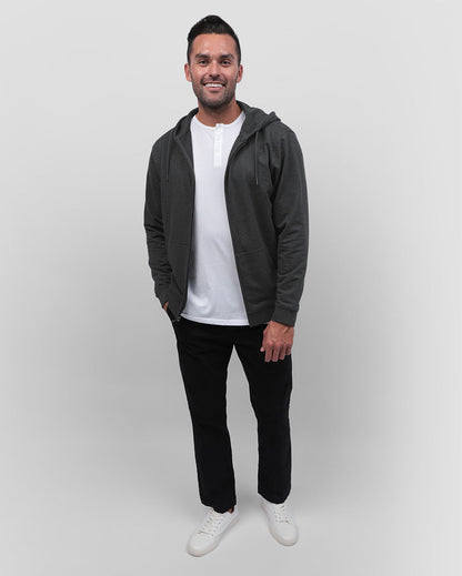 Mens Zip Up Hoodie Casual Fleece Jacket with Front Pockets Long Sleeve Sweatshirt