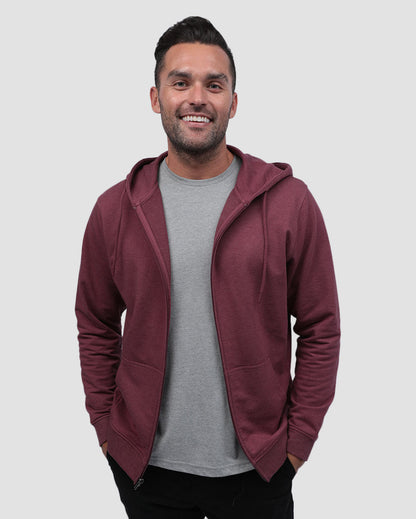 Mens Zip Up Hoodie Casual Fleece Jacket with Front Pockets Long Sleeve Sweatshirt