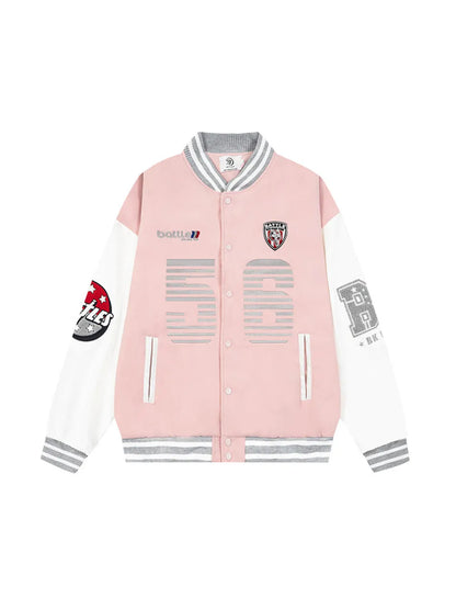 Letter  Patchwork Element Baseball Jacket for Men