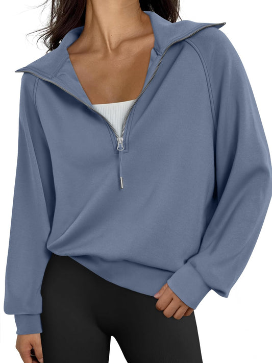 Womens Oversized Sweatshirts Half Zip Pullover Long