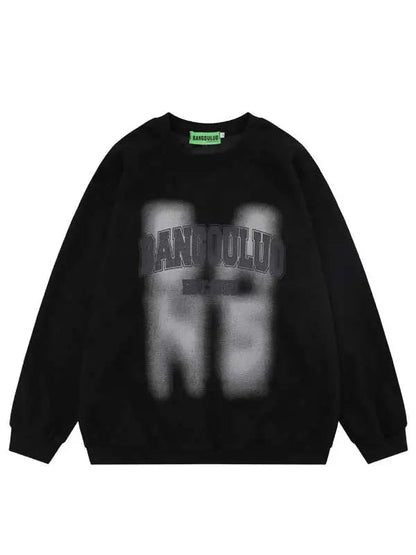 Women's Leisure Letter Washed Crew Neck Sweatshirt
