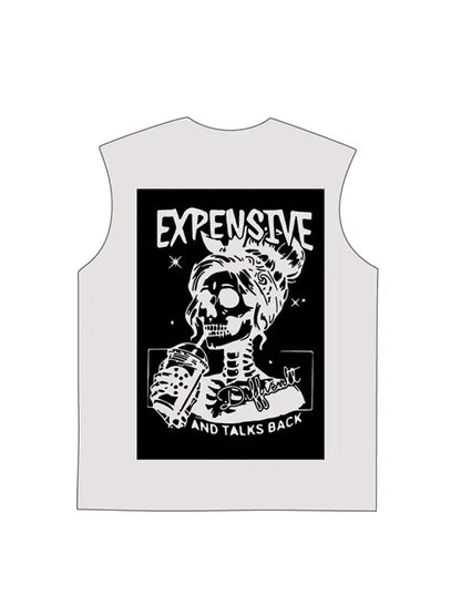 230g Rose Expensive Cotton Wash Old Sleeveless T-shirt for Mom