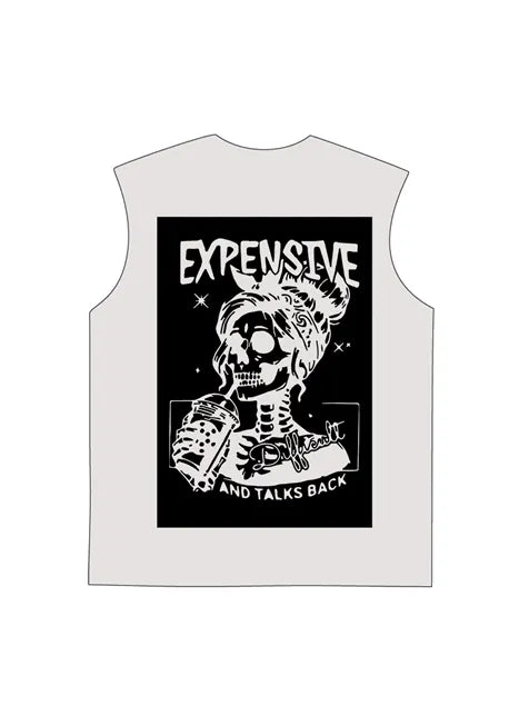 230g Rose Expensive Cotton Wash Old Sleeveless T-shirt for Mom
