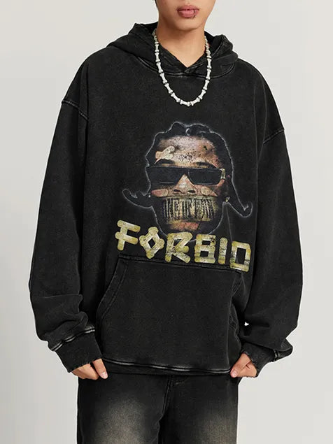 420g Hip-pop For Bid Wash Old Cotton Hoodie