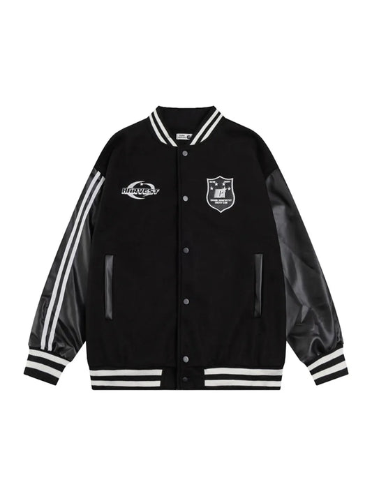 Vintage Letter Patchwork Element Baseball Jacket for Men