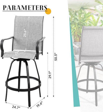 2 Piece Outdoor Patio Swivel Bar Chairs