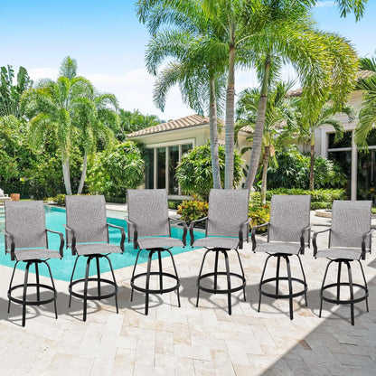 2 Piece Outdoor Patio Swivel Bar Chairs