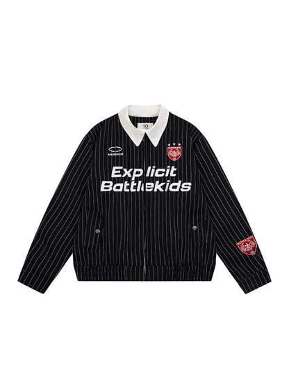 Striped Patchwork Baseball Jacket for Women