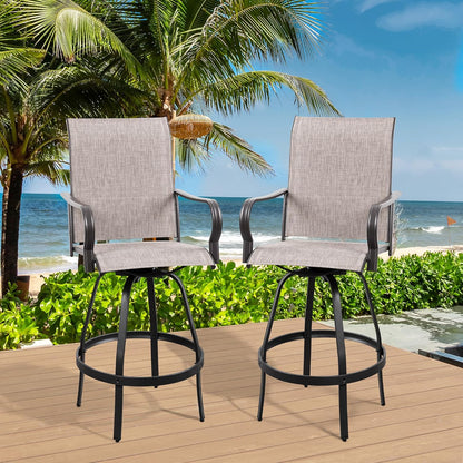 2 Piece Outdoor Patio Swivel Bar Chairs