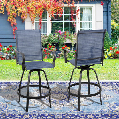 2 Piece Outdoor Patio Swivel Bar Chairs