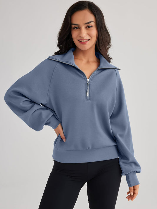 Womens Oversized Sweatshirts Half Zip Pullover Long