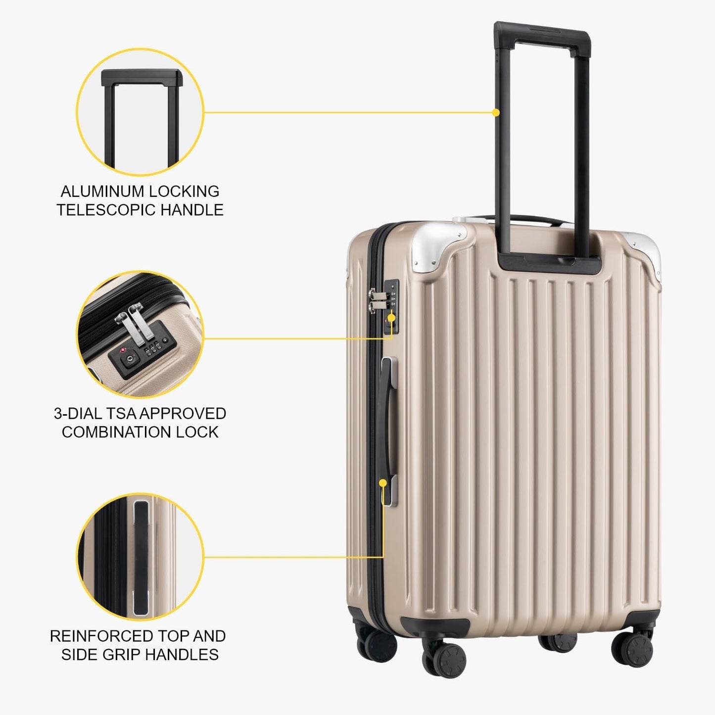 Luggage Airline Approved 20 Inch Expandable Hard Sided Luggages