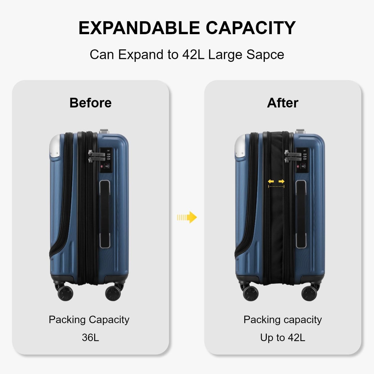 Luggage Airline Approved 20 Inch Expandable Hard Sided Luggages