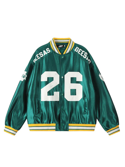 Shiny Letter  Patchwork Element Baseball Jacket for Men