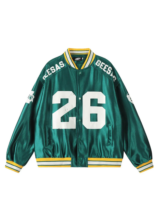 Shiny Letter  Patchwork Element Baseball Jacket for Men