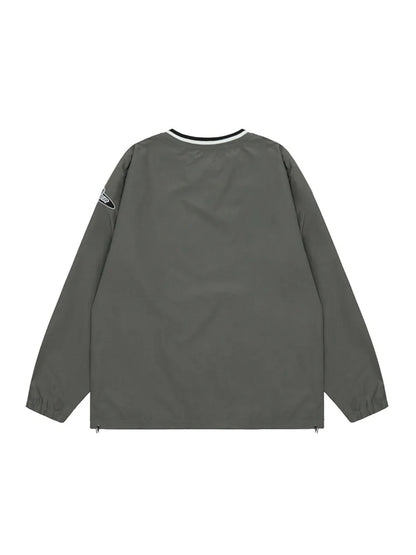 Letter Embroidered V-neck Baseball Sweatshirt for Women