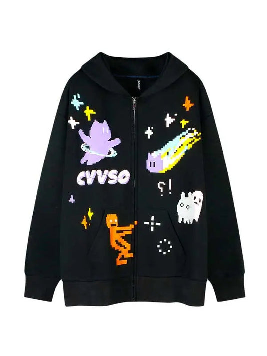 Women's Cartoon Graphic Zip-up Hoodie