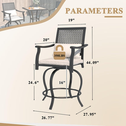 Outdoor Swivel Bar Stools Set of 2 Patio Bar Height Outdoor Chairs