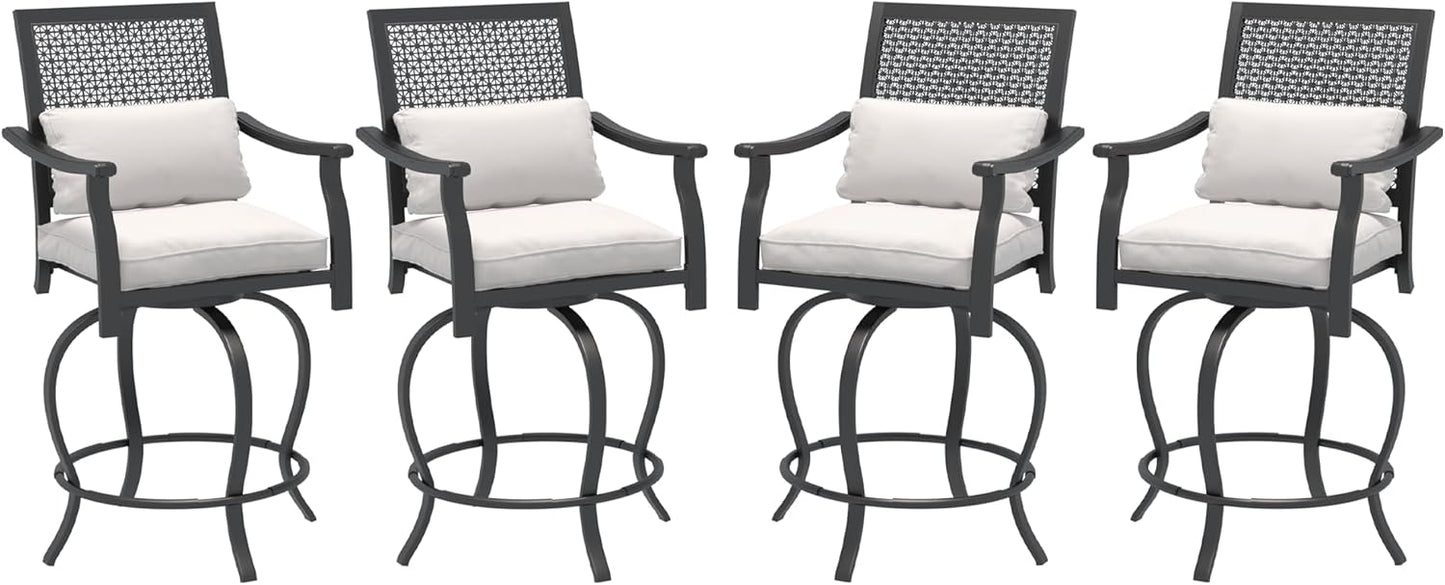 Outdoor Swivel Bar Stools Set of 2 Patio Bar Height Outdoor Chairs