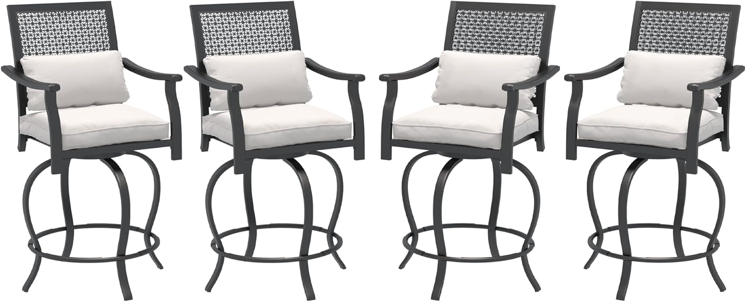 Outdoor Swivel Bar Stools Set of 2 Patio Bar Height Outdoor Chairs