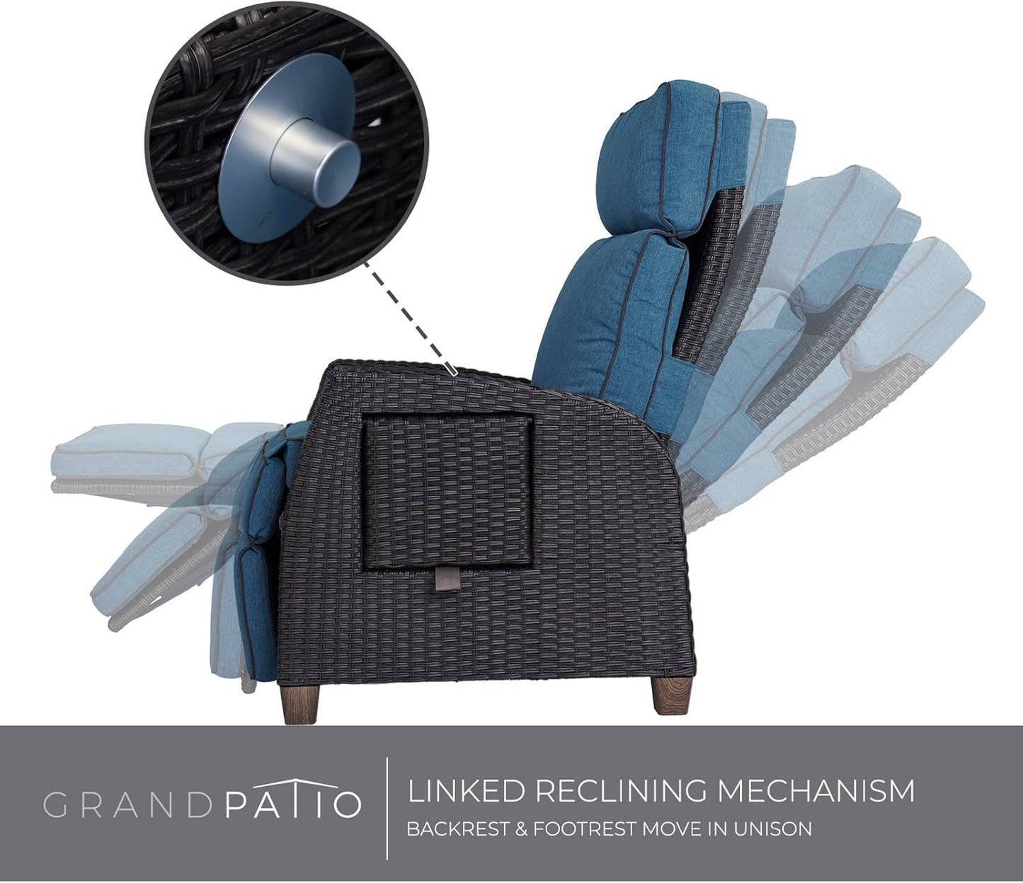 Outdoor Recliner Chair Patio 150° Lay Flat Recliner