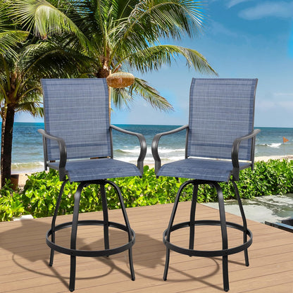 2 Piece Outdoor Patio Swivel Bar Chairs
