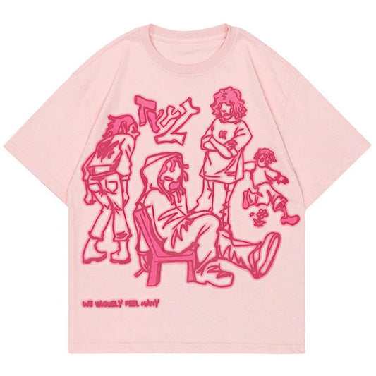 Oversized Graphic Tees Y2k Vintage Tops for Men Women Streetwear Unisex T Shirts