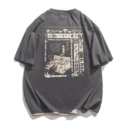 Mens 90s Vintage Oversized Shirts Unisex Harajuku T Shirt Print Graphic Tees