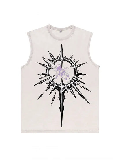 230g Cotton Astronaut Interstellar Wash Old Sleeveless T-shirt