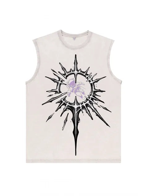 230g Cotton Astronaut Interstellar Wash Old Sleeveless T-shirt