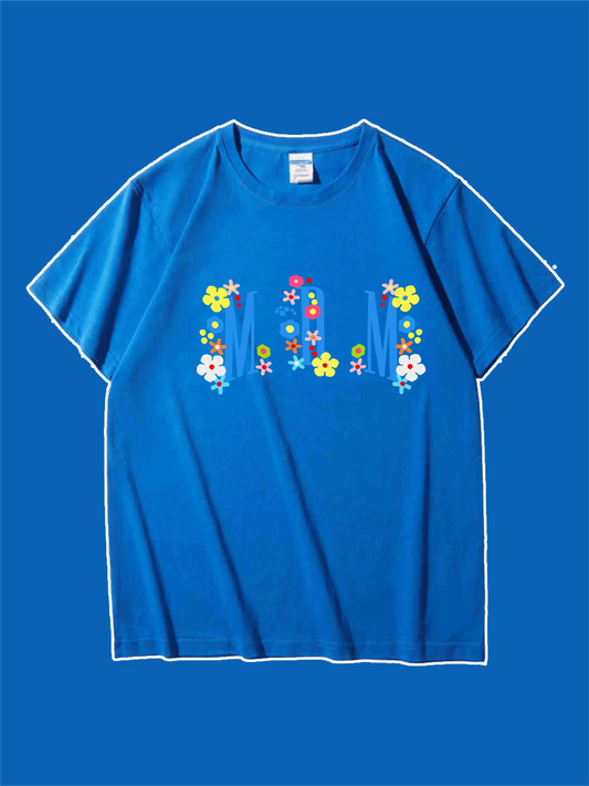 Letter and Floral Graphic T-shirt For Mom