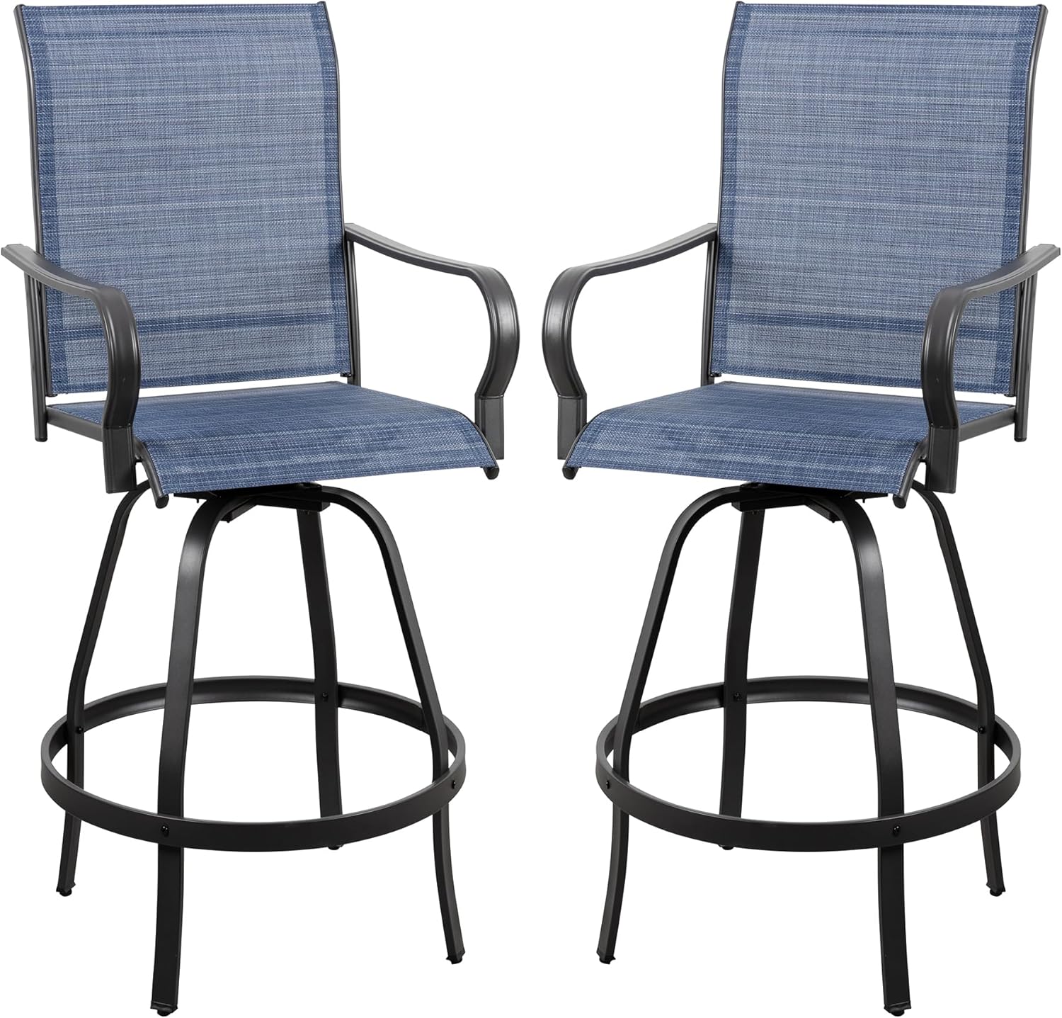 2 Piece Outdoor Patio Swivel Bar Chairs