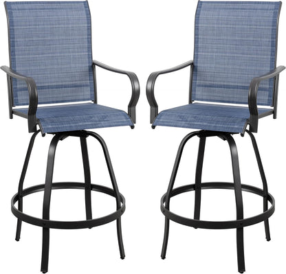 2 Piece Outdoor Patio Swivel Bar Chairs