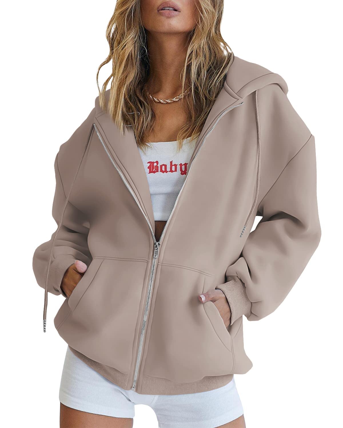 Womens Zip Up Hoodies Long Sleeve Fall Oversized Sweatshirts