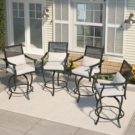 Outdoor Swivel Bar Stools Set of 2 Patio Bar Height Outdoor Chairs