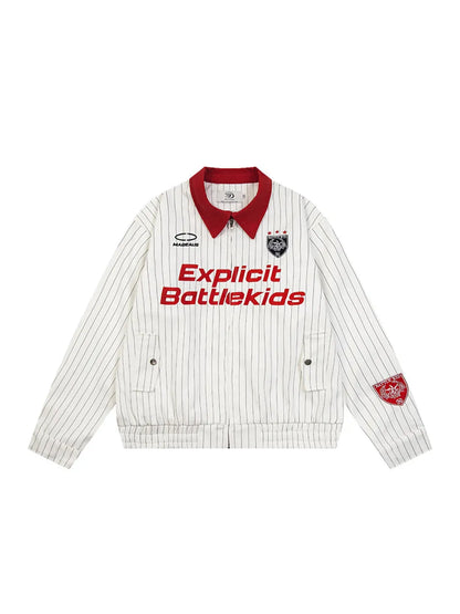 Striped Patchwork Baseball Jacket for Women