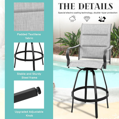 2 Piece Outdoor Patio Swivel Bar Chairs