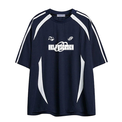 Oversized T Shirt Men 90s Shirt Unisex Streetwear Contrast Color Graphic Tees