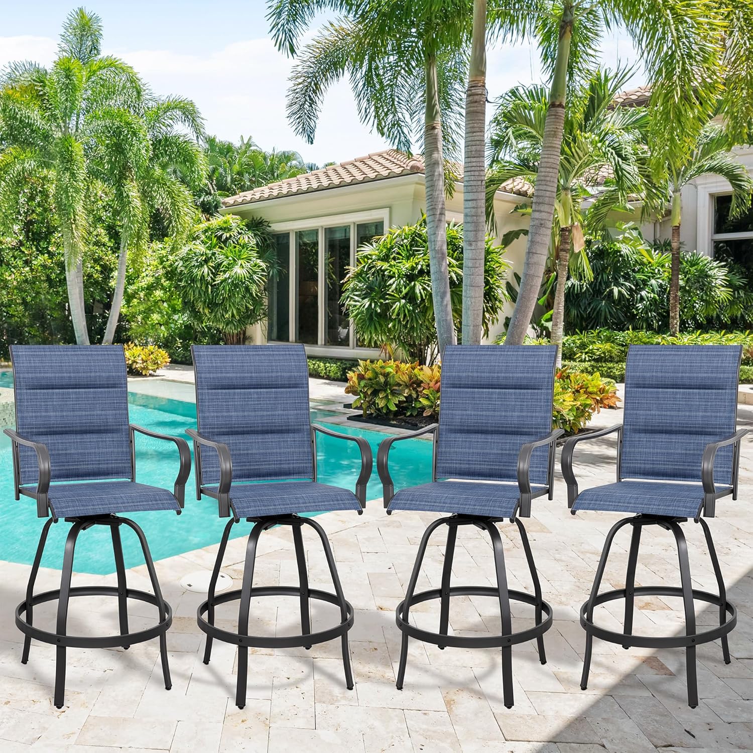 2 Piece Outdoor Patio Swivel Bar Chairs