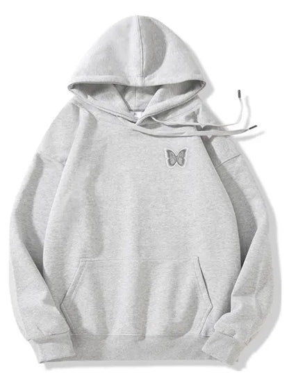 320g Silver Future Butterfly Printed Cotton Hoodie