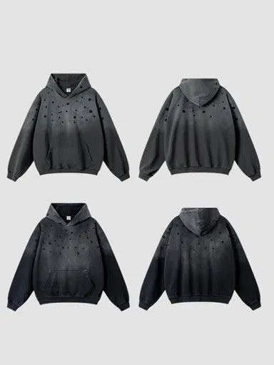 410g Wash Old Dotted Cotton Hoodie